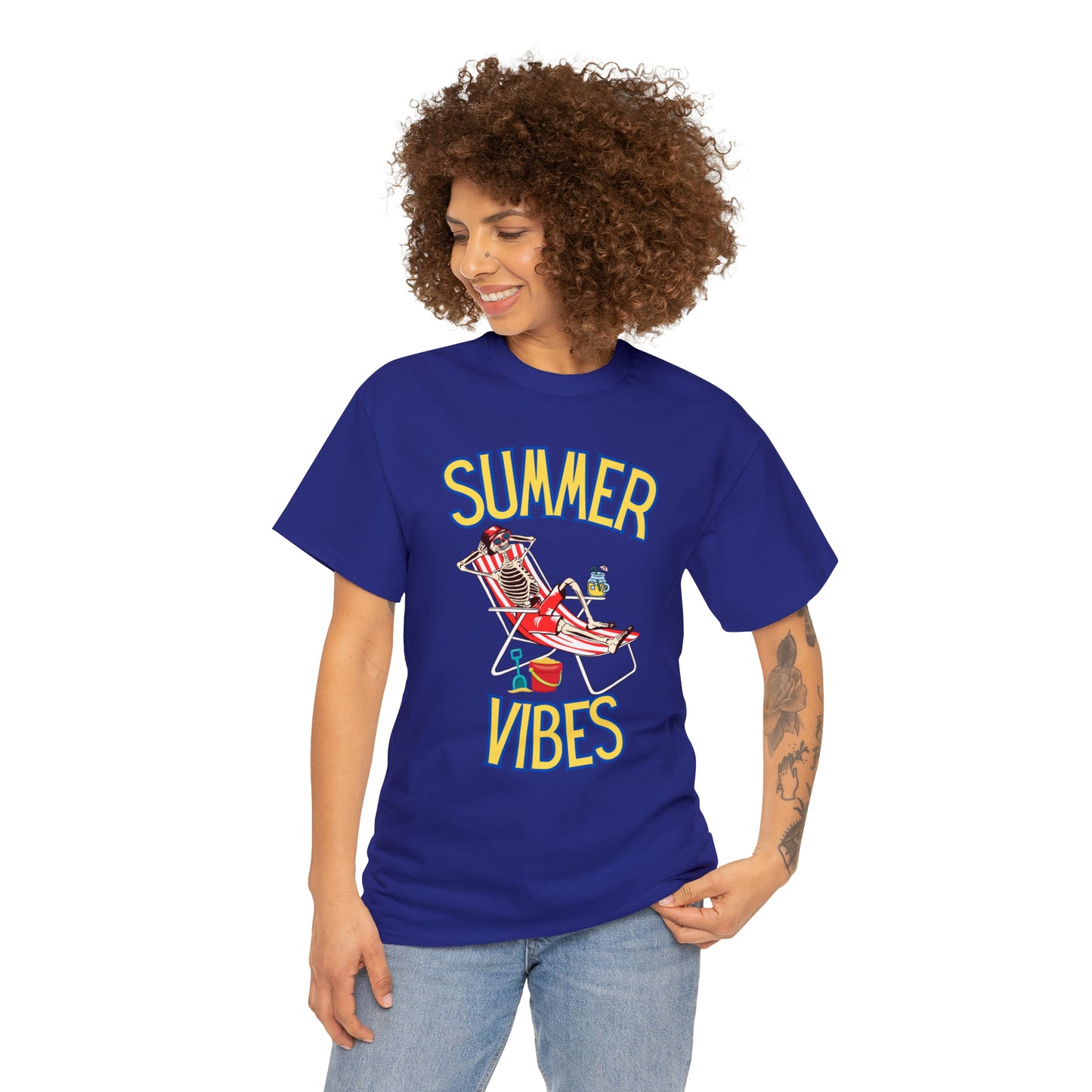 Summer Vibes Skeleton Alternative Goth Summer Unisex Heavy Cotton T-Shirt