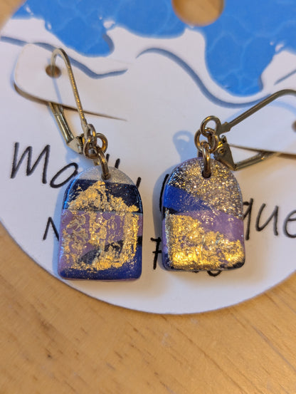 Gold Blue Black Pink Polymer Clay Earrings Nickel Free