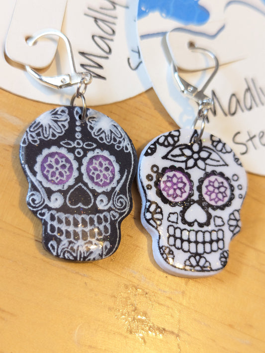 Dia de los Muertos Sugar Skull Earrings Unique Eyes