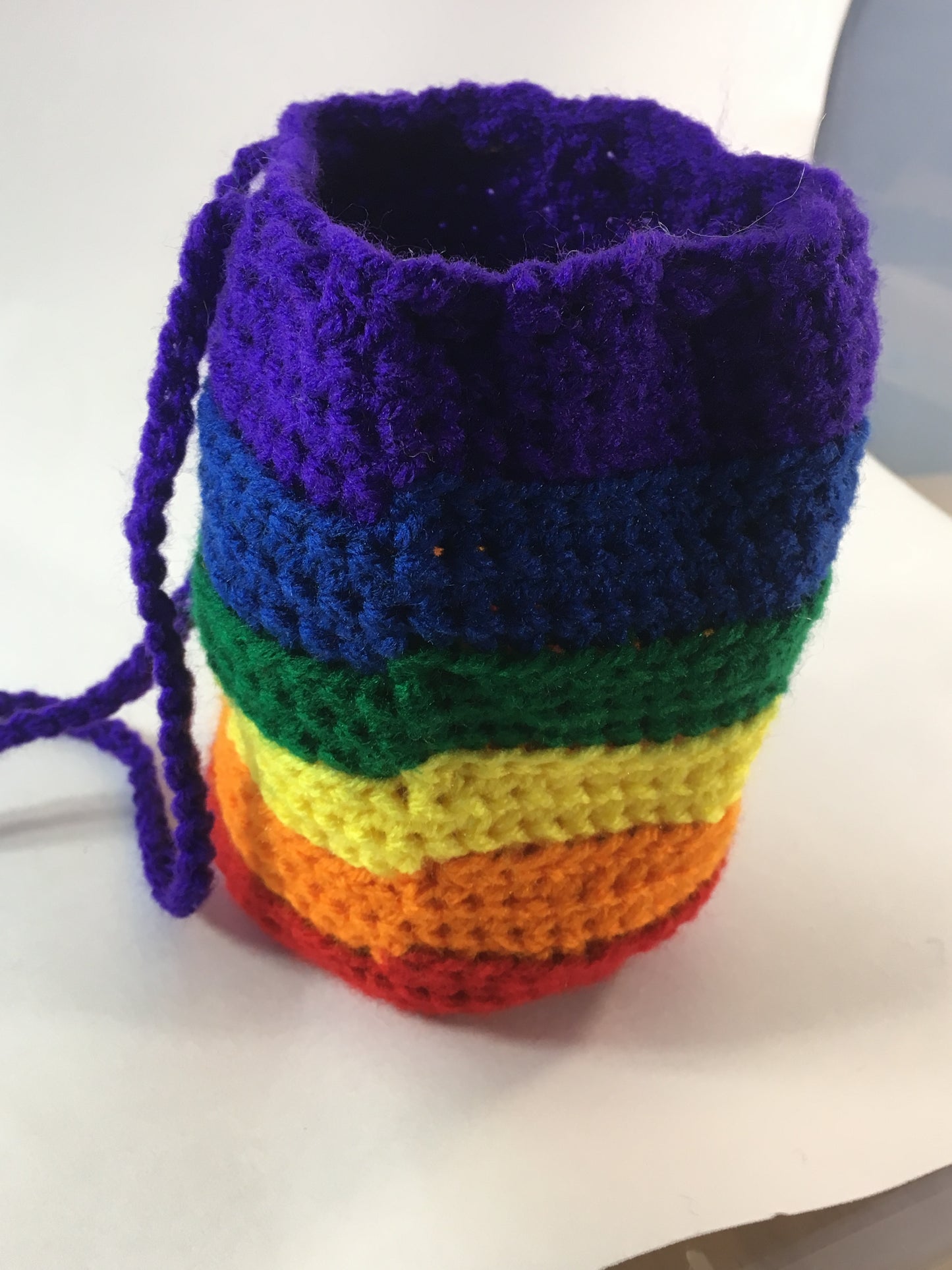 Rainbow Gay Pride D&D Pathfinder Tabletop Game Dice Drawstring Crochet Dungeons and Dragons Bag Pouch