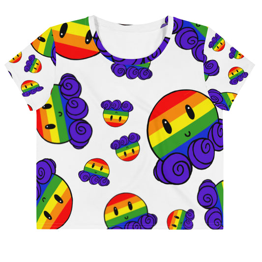 Rainbow Octo Pride All-Over Print Crop Tee
